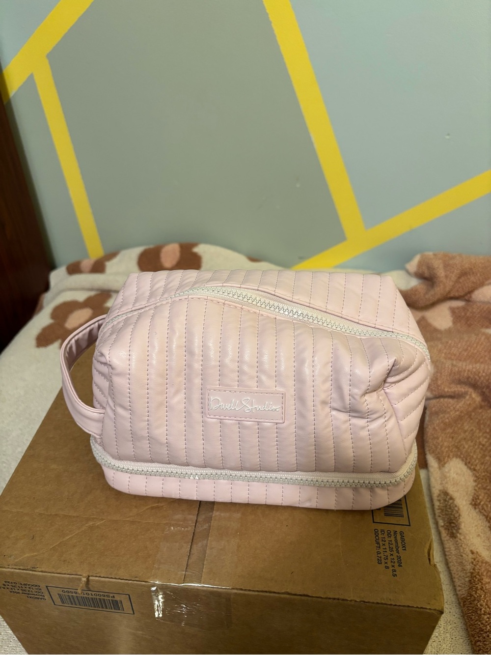 Blush Pink Quilted Travel Case